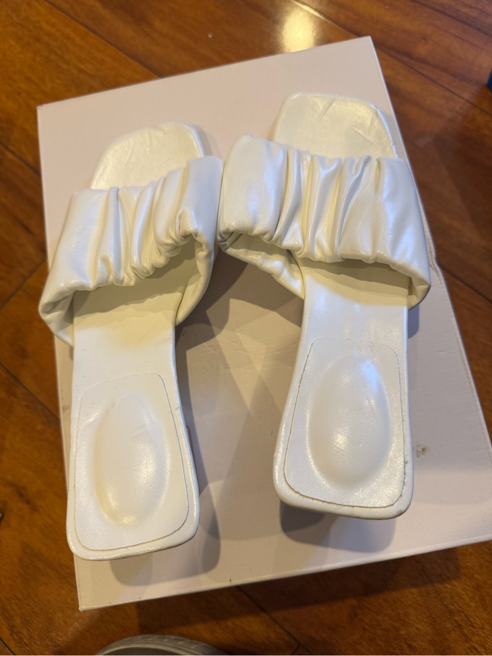 SHEIN White Ruched Slide Sandals